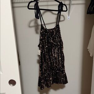 Free People Brown/Bronze Sequin Mini Dress